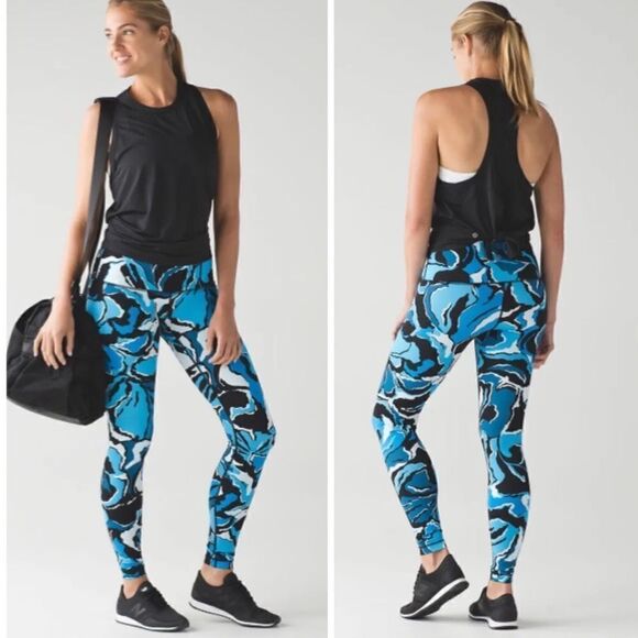 Lululemon Wunder Under Pant (Hi-Rise) Boom Bloom Beach Blanket Blue Ice Milk 6 - Picture 14 of 14